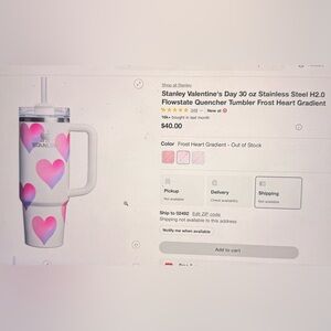 Stanley Pink Heart Stainless Steel Tumbler